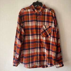 Woolrich Men Plaid Flannel Button Down Shirt SZ L Fall Outdoors Hiking Cabincore